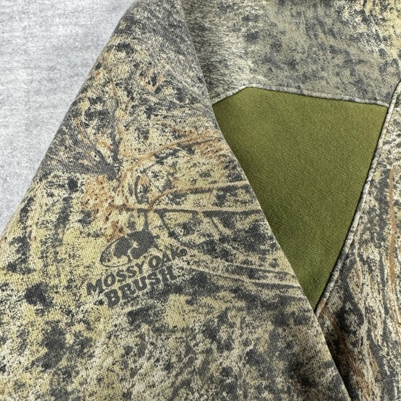 Cabelas Sweatshirt Mens Large Green Hoodie Mossy Oak Brush Camouflage Hunting - Picture 5 of 13